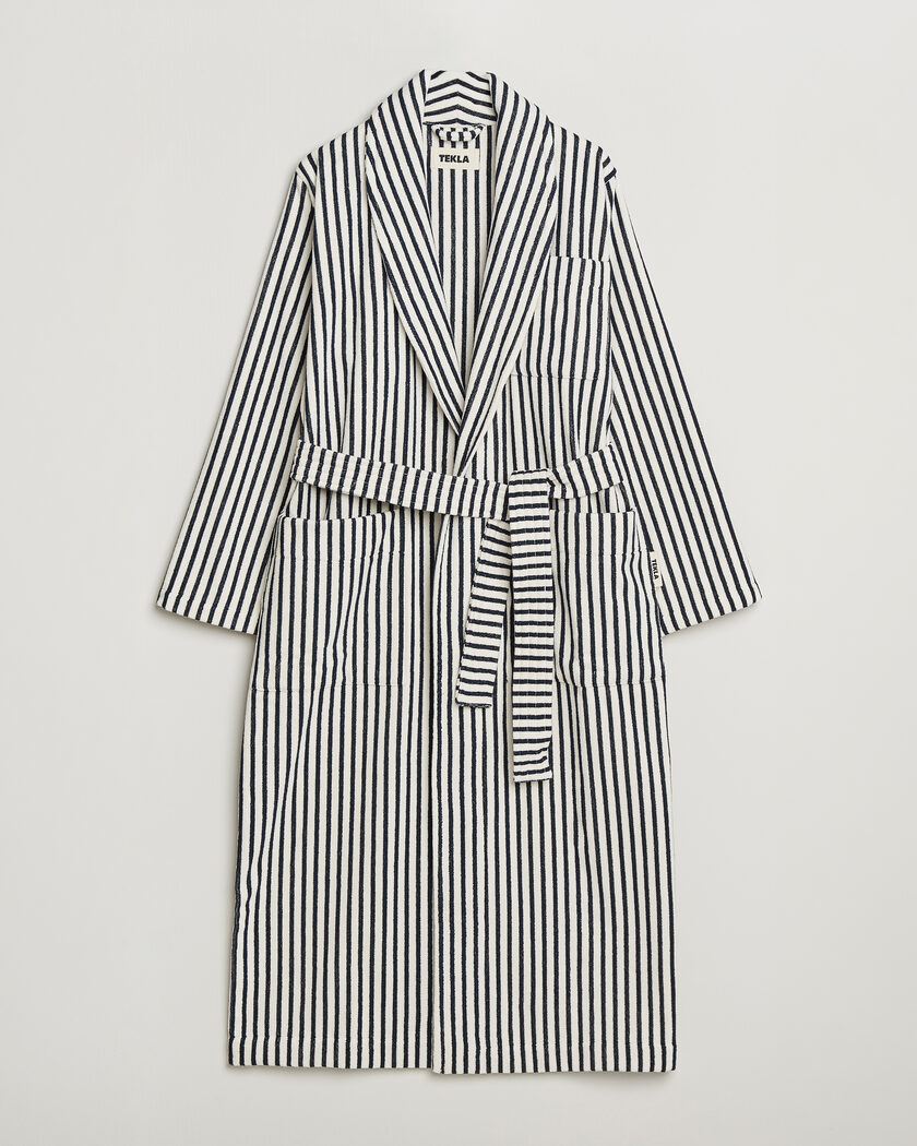 Tekla Organic Terry Classic Bathrobe Sailor Stripes – Multi-colour