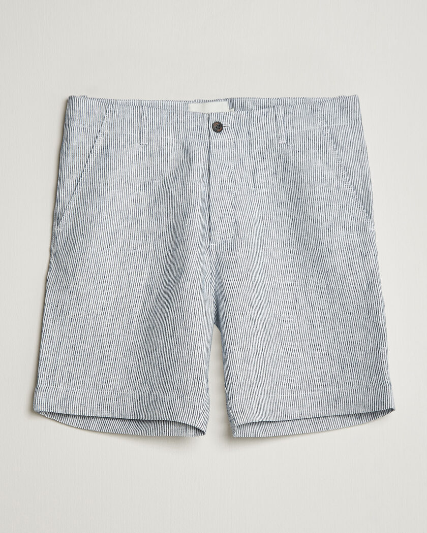 Peregrine Windsor Linen Shorts Navy Stripe – Blue