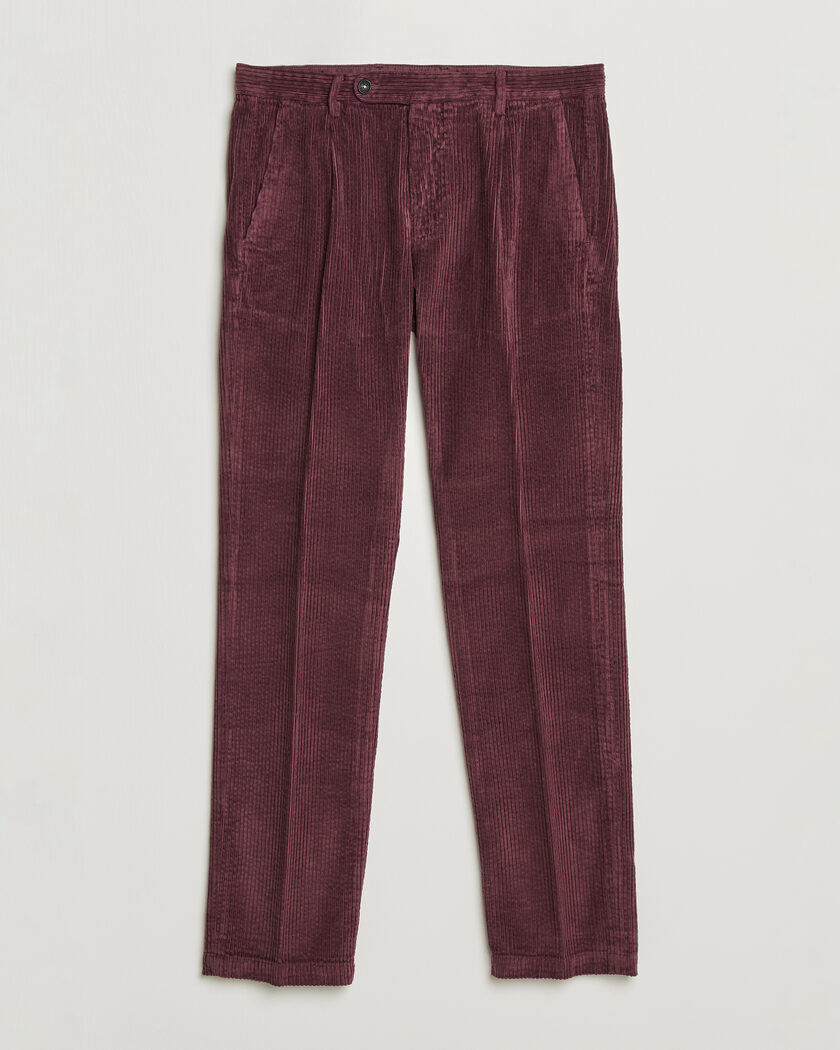 Massimo Alba Ionio Pleated Corduroy Pants Rose Brown – Red