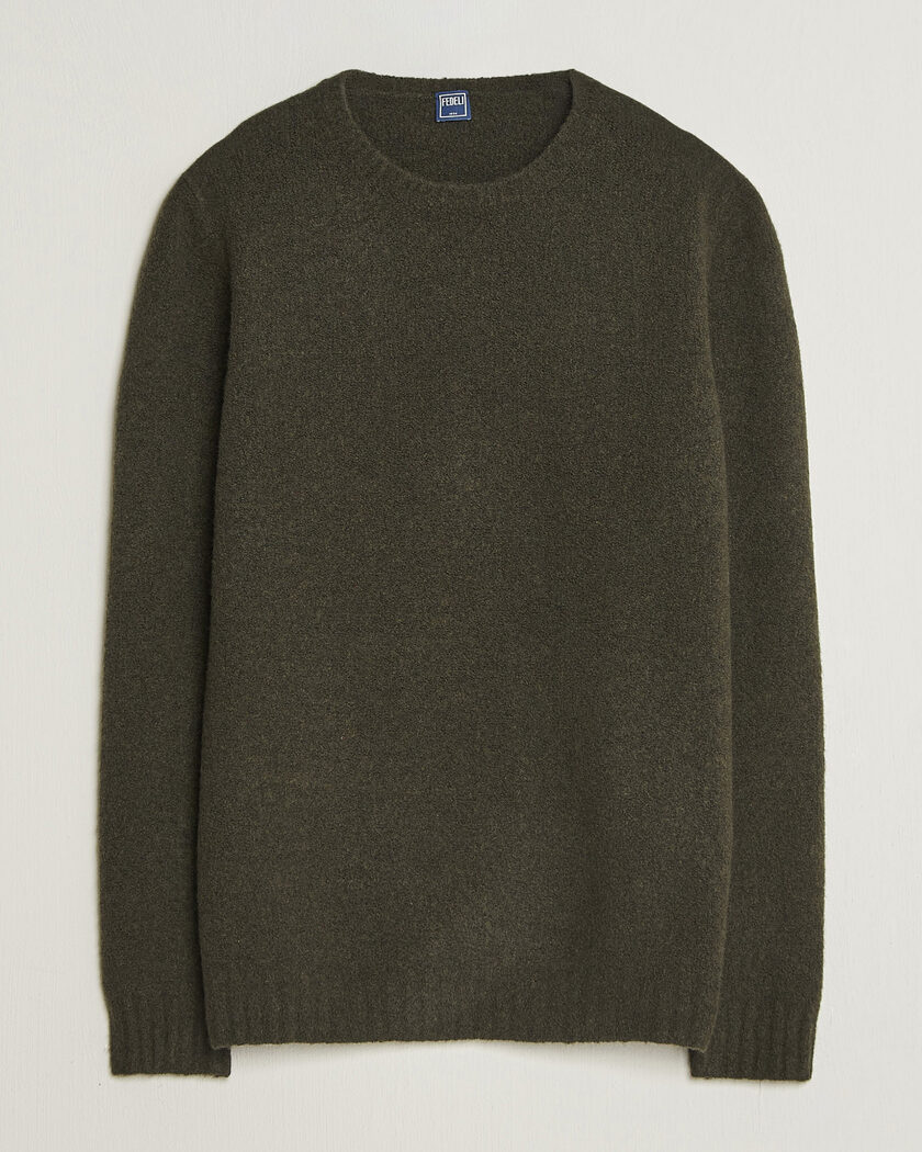 Fedeli Cashmere Blend Boucle Sweater Forest Green – Green