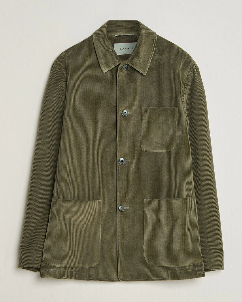 Canali Corduroy Chore Jacket Olive – Green