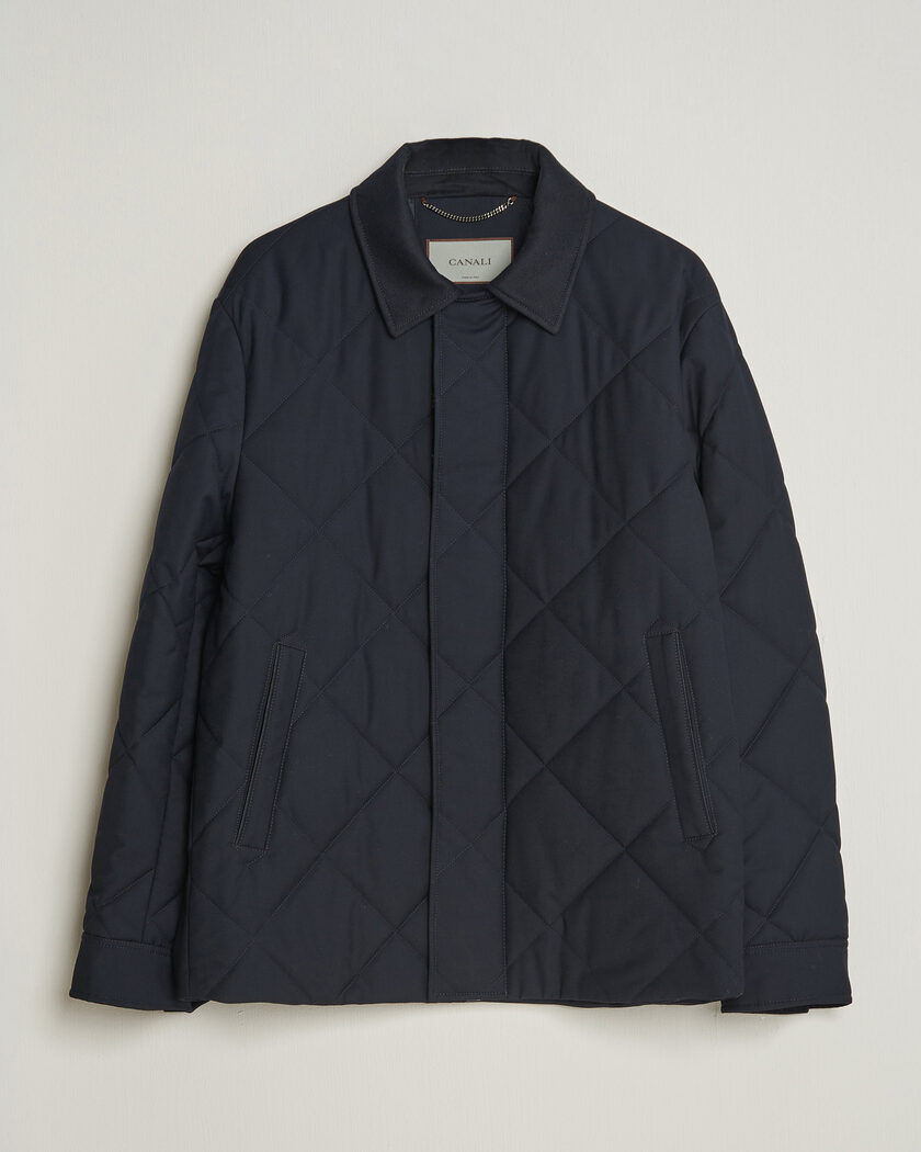 Canali Quilted Country Coat Navy – Blue