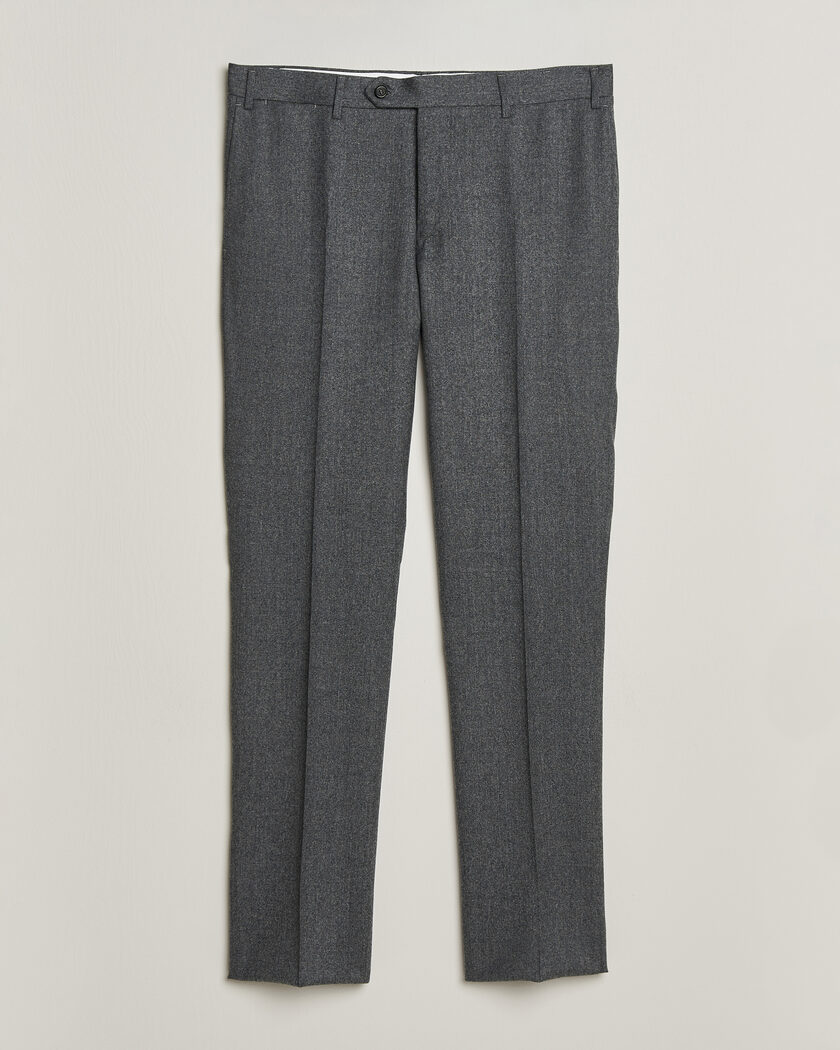 Canali Slim Fit Flannel Trousers Grey Melange – Grey