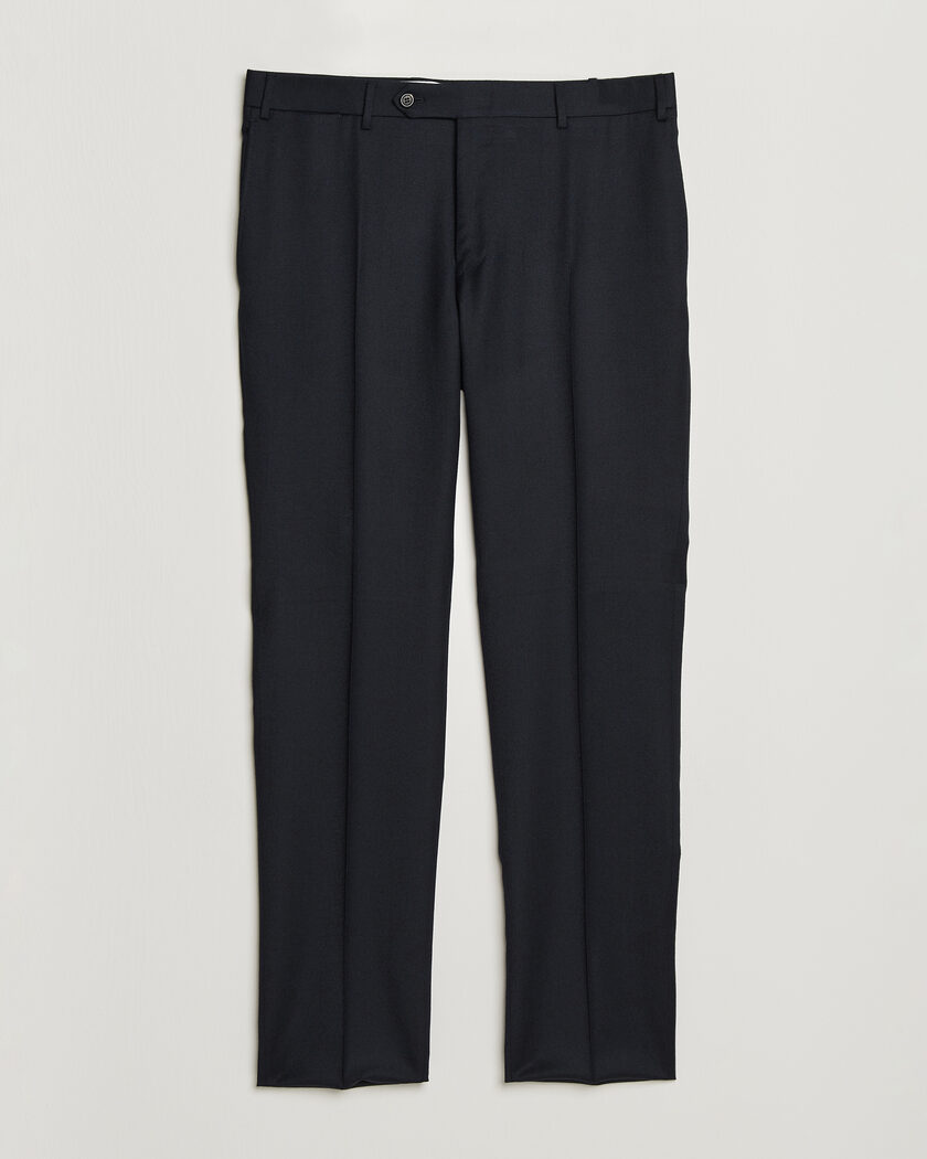 Canali Slim Fit Flannel Trousers Navy – Blue