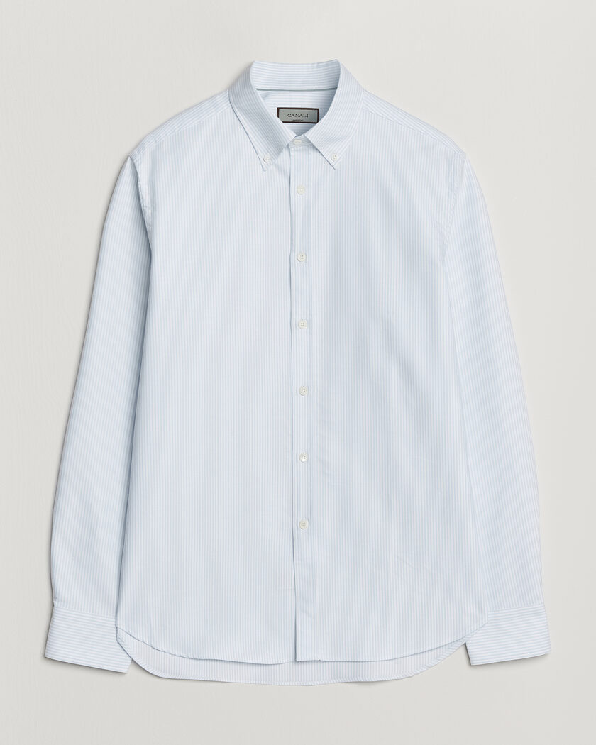 Canali Oxford Button Down Shirt Light Blue Stripe – Blue