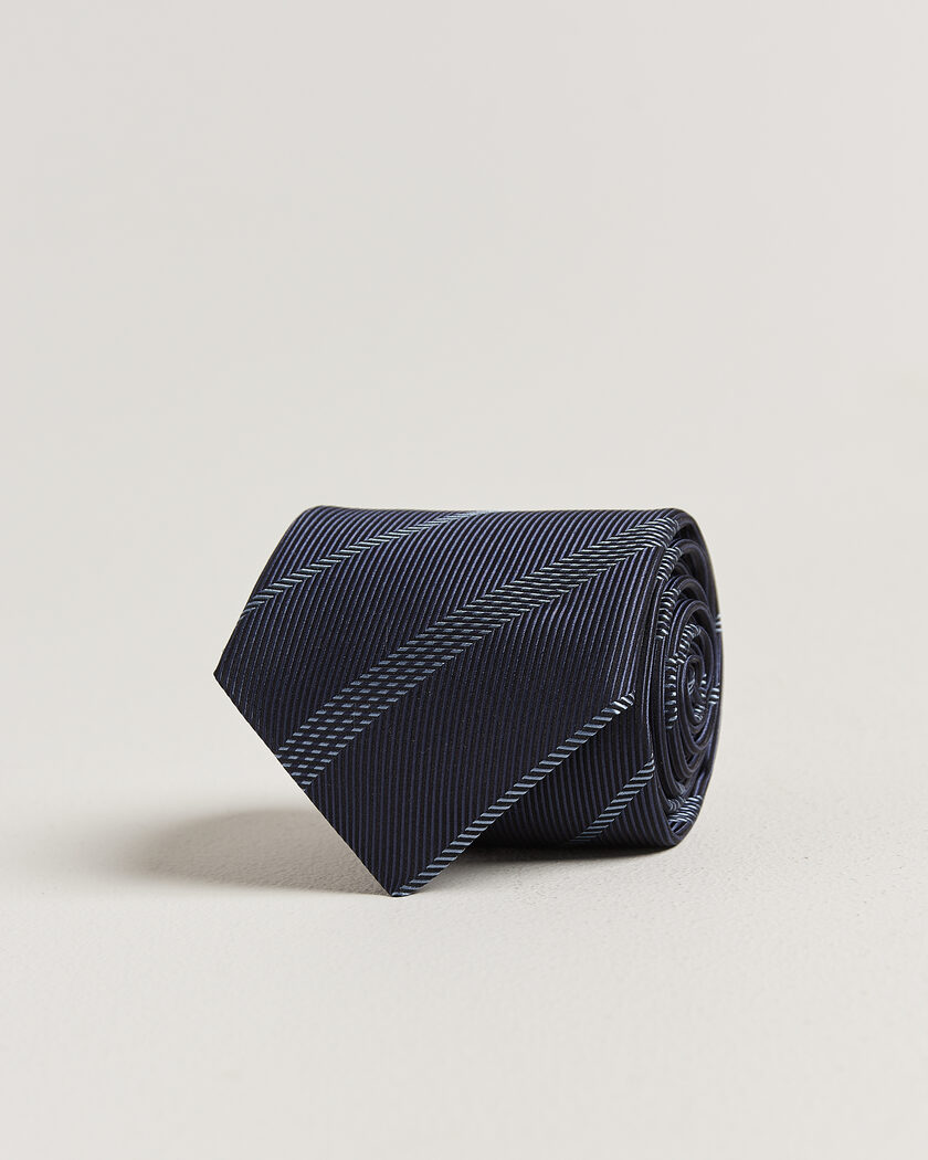 Canali Regimental Stripe Silk Tie Navy – Blue