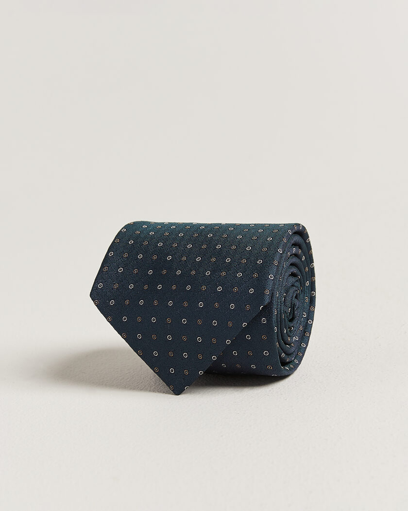 Canali Jacquard Silk Tie Dark Green – Green