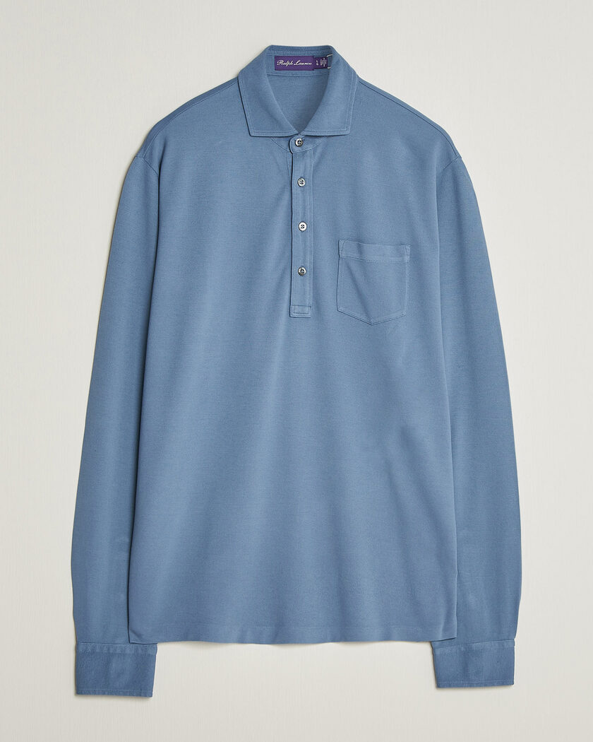 Ralph Lauren Purple Label Long Sleeve Washed Polo Blue Horizon at