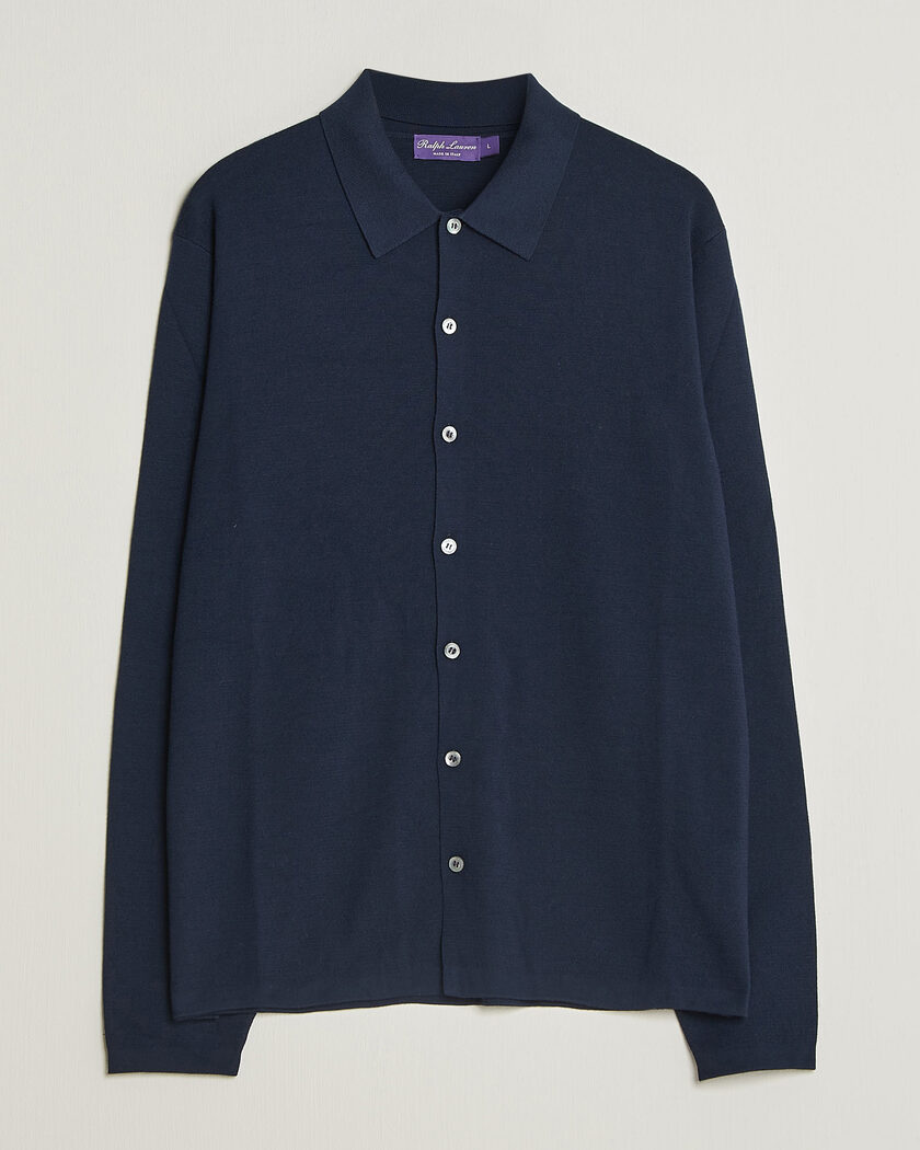 RRL Recycled Cashmere Shawl Cardigan Navy Heather at CareOfCarl.com