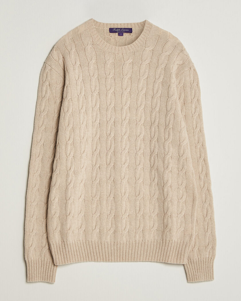 Ralph Lauren Purple Label Cashmere Cable Sweater Beige Melange – Beige