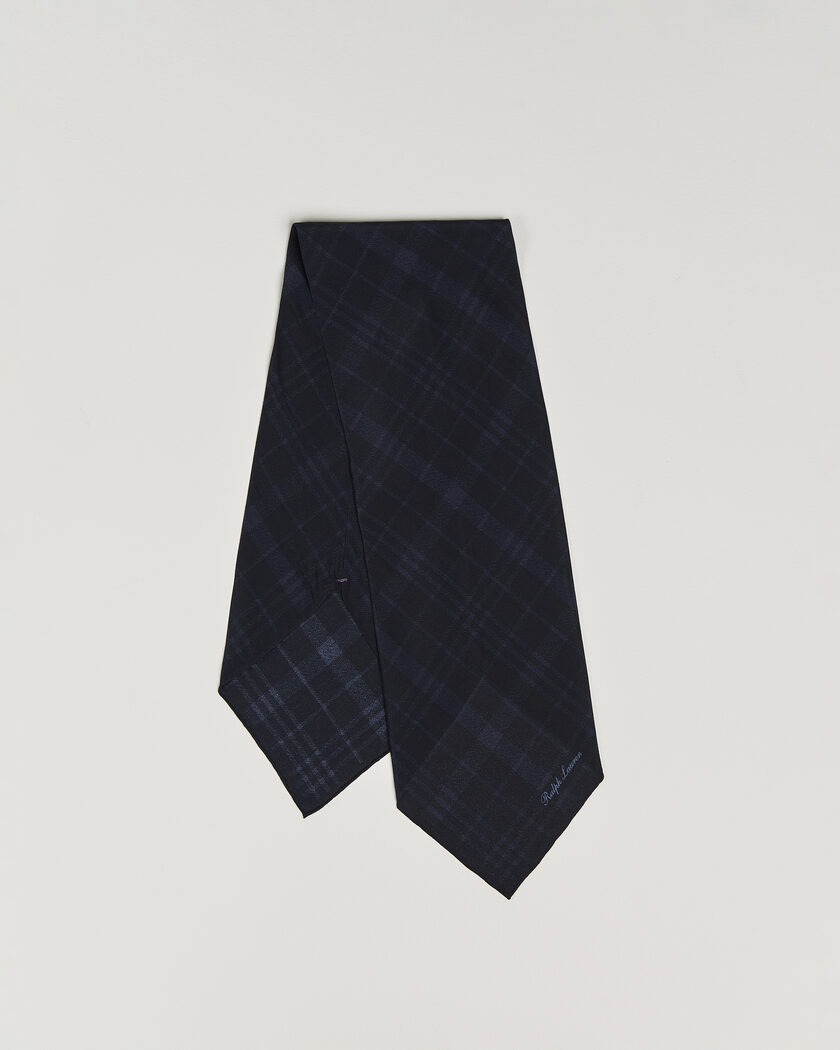 Ralph Lauren Purple Label Silk Neckerchief Navy Plaid – Blue