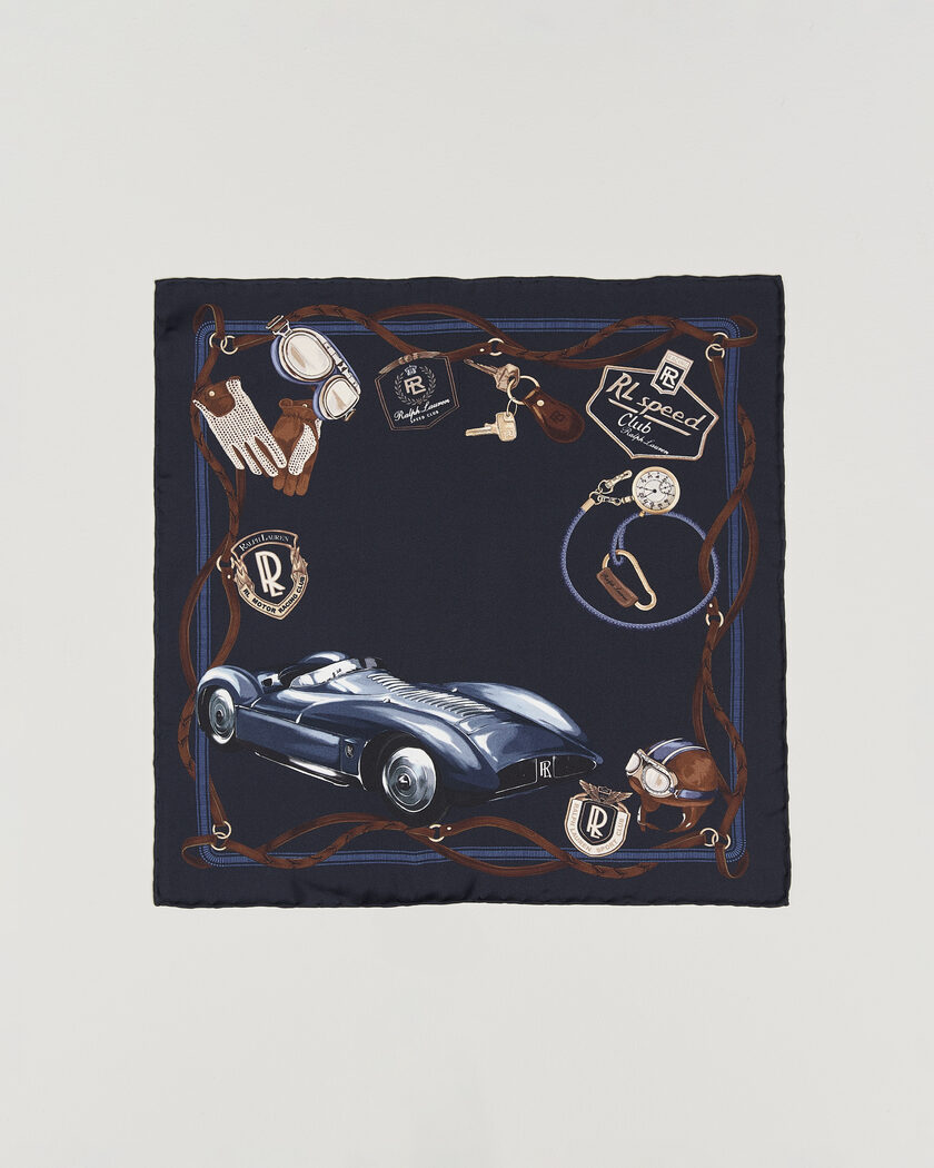 Ralph Lauren Purple Label Speed Club Silk Pocket Square Navy – Blue