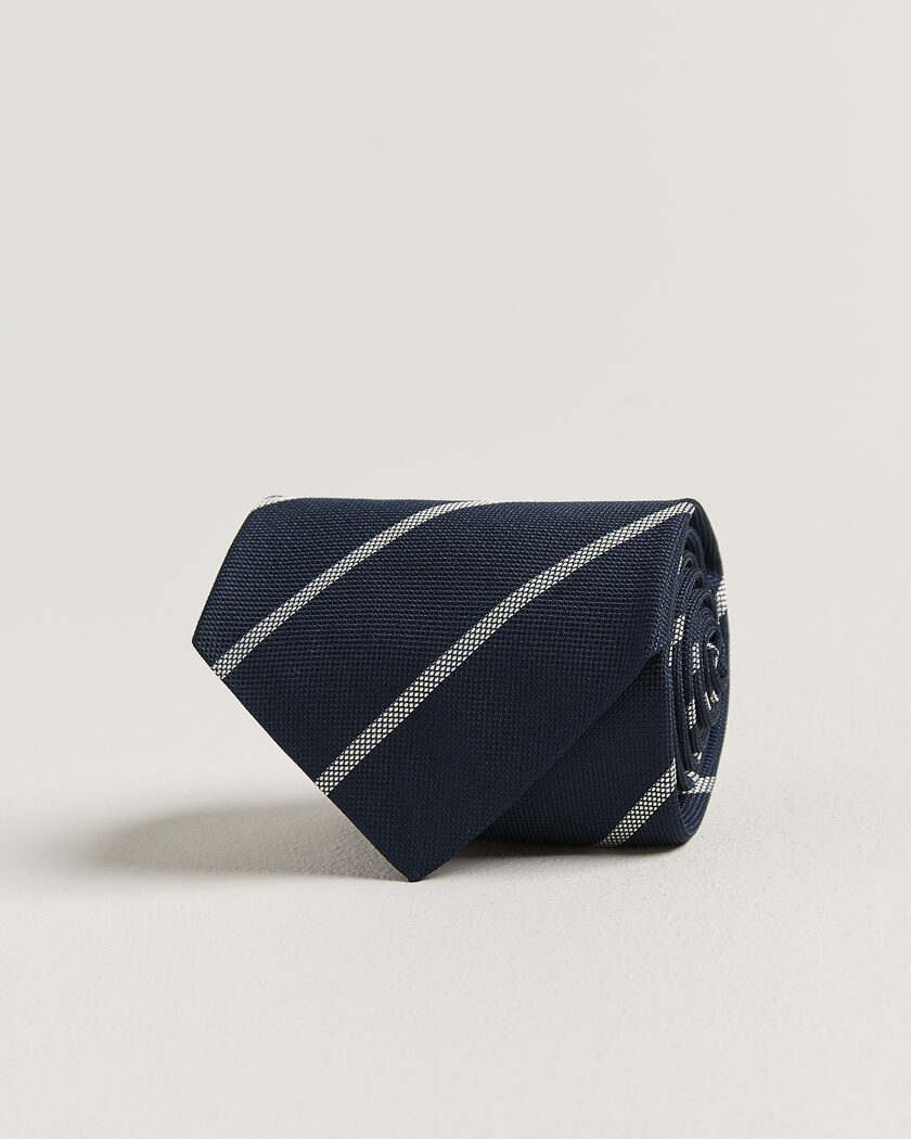 Ralph Lauren Purple Label Regimental Stripe Silk Tie Navy/Silver – Blue