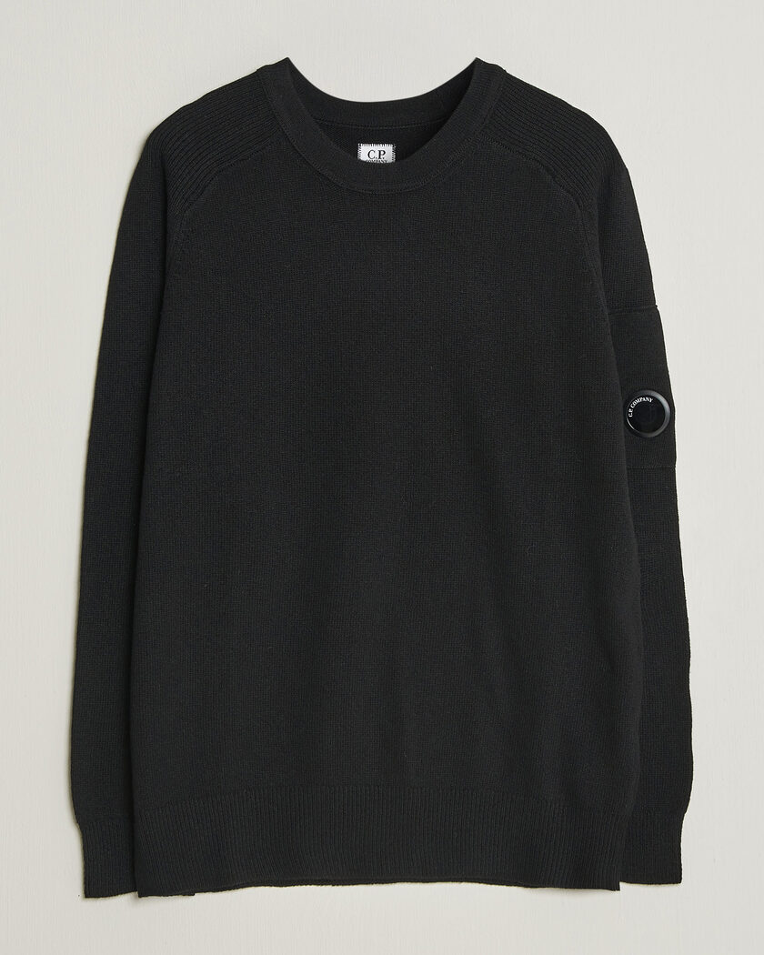 C.P. Company Knitted Lambswool Crew Neck Black – Black