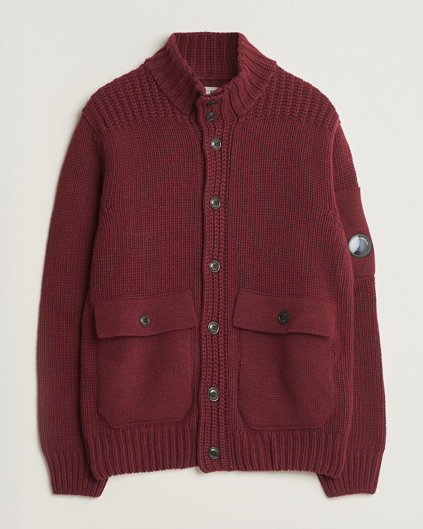 C.P. Company Heavy Lambswool Cardigan Burgundy – Red