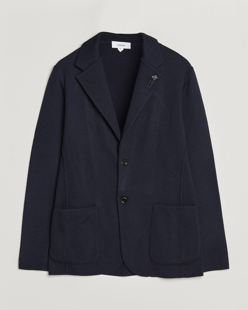 Lardini Knitted Wool Blazer Navy – Blue