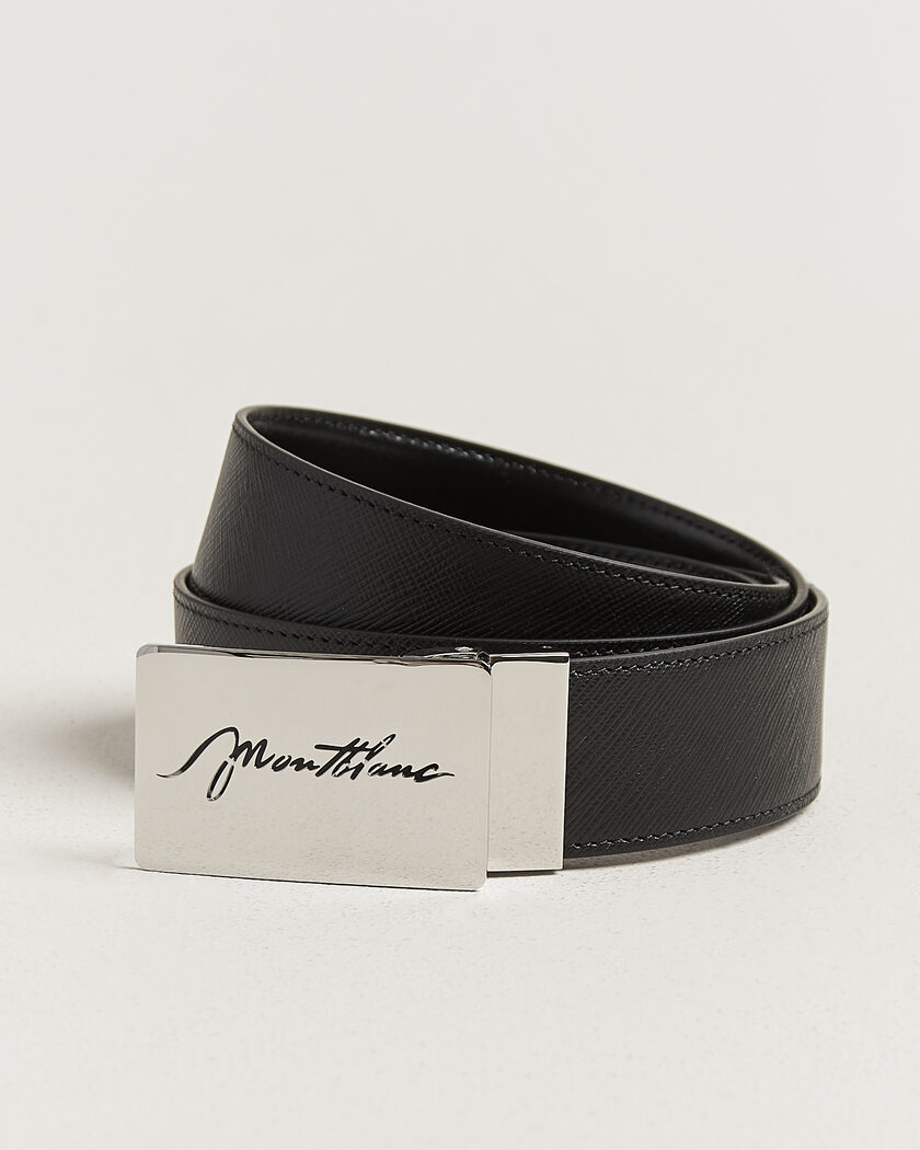 Montblanc 35mm Reversible Sartorial/Calf Logo Belt Black – Black