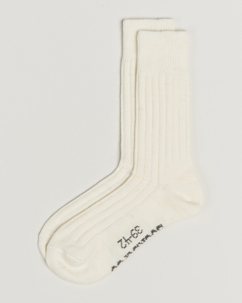 Alpacasocks & Co 2-Pack Ribbed Alpacka Wool Socks Off White – White