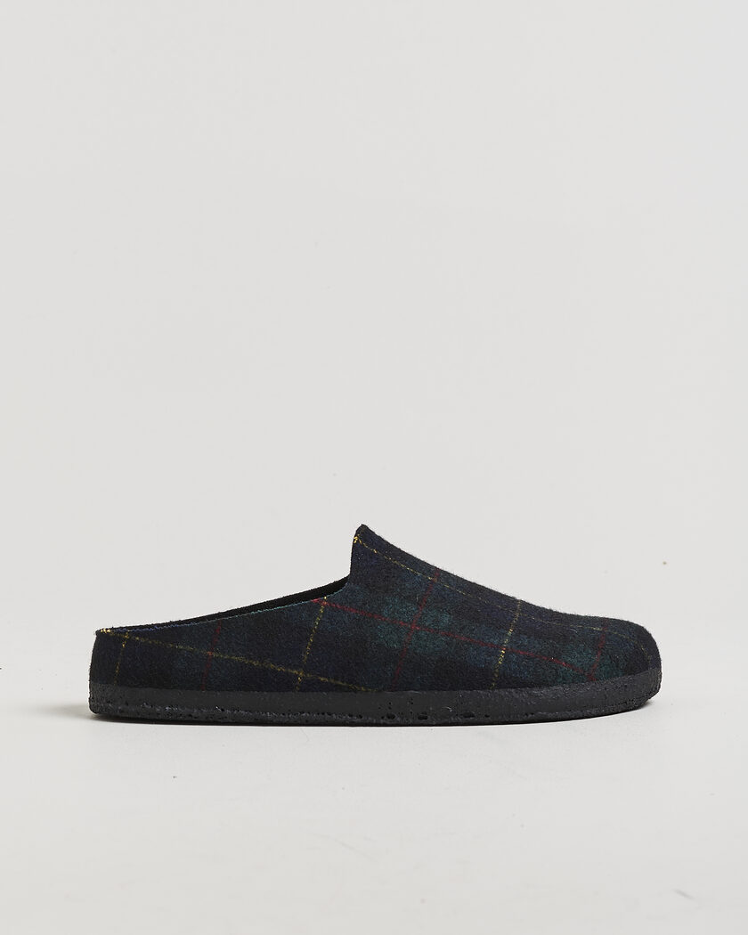 BIRKENSTOCK Amsterdam Wrapped Dip Shearling Green Navy Plaid – Multi-colour