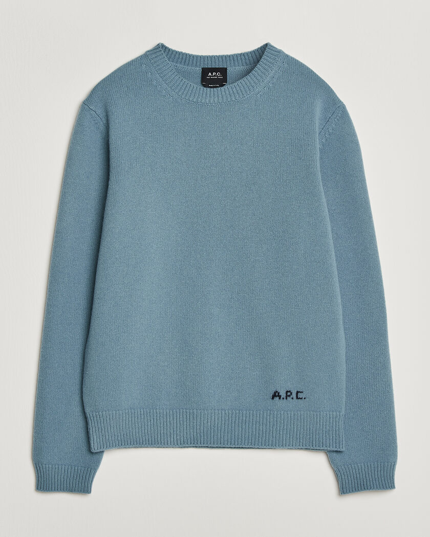 A.P.C. Edmond Wool Knitted Sweater Light Blue Melange – Blue