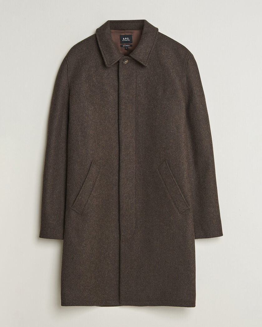 A.P.C. Auster Wool Coat Maroon Melange – Brown