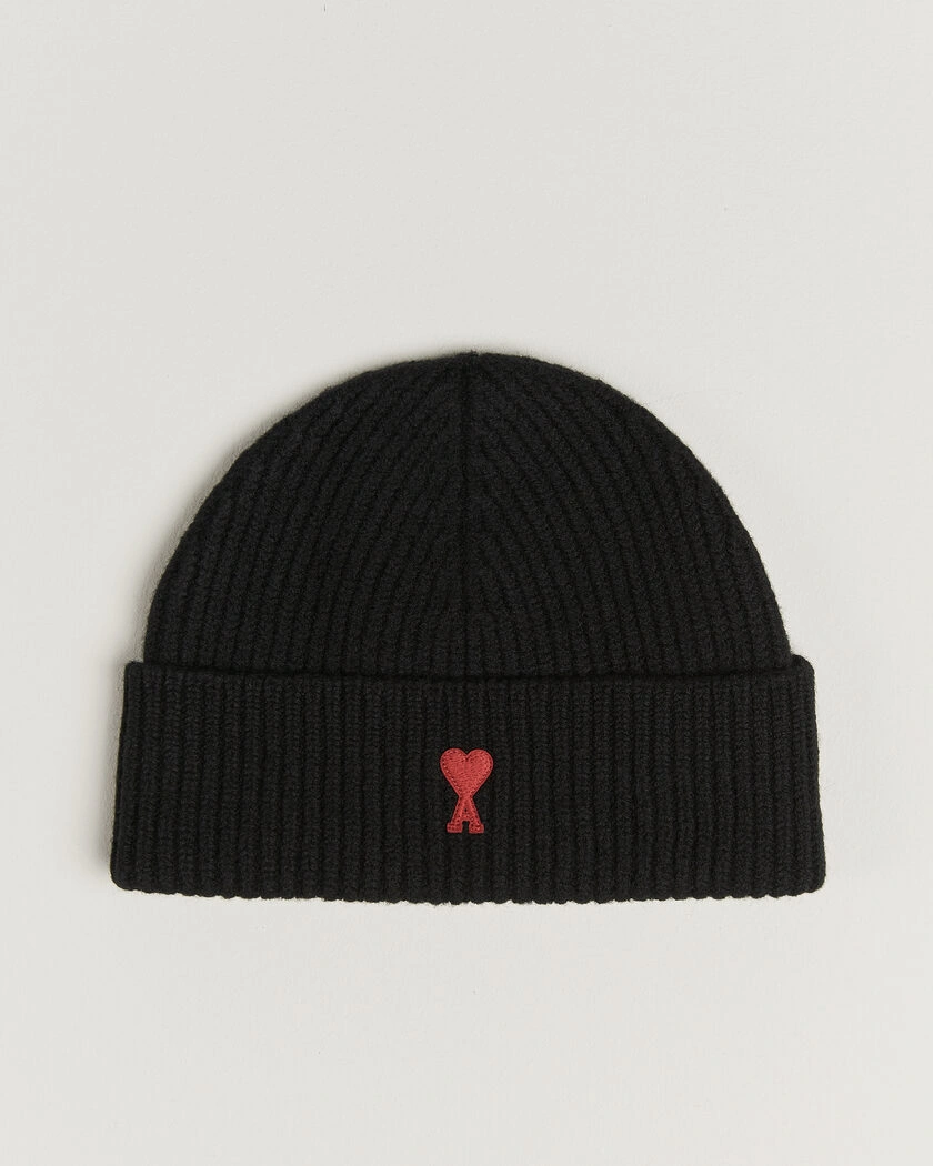 AMI Heart Logo Beanie Black – Black