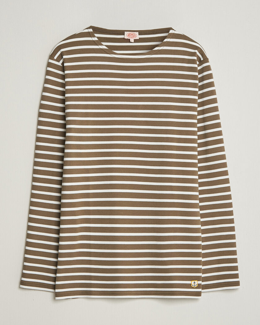Armor-lux Houat Héritage Stripe Long Sleeve T-Shirt Olive/Milk – Green