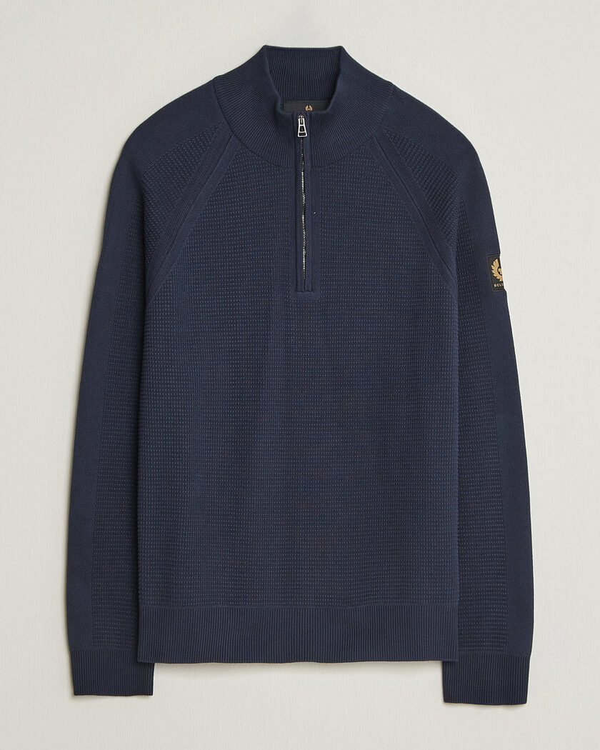 Belstaff Bradwell Cotton Knitted Quarter Zip Dark Ink – Blue