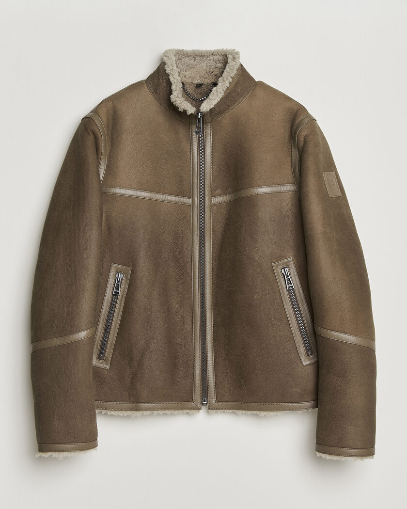 Belstaff Highland Shearling Jacket Dark Dusty Taupe – Brown