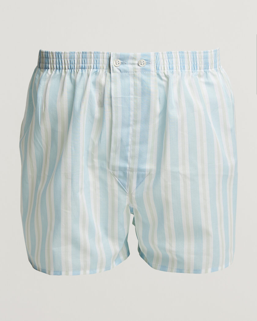 Derek Rose Classic Fit Striped Woven Cotton Boxer Shorts Blue/White – Multi-colour