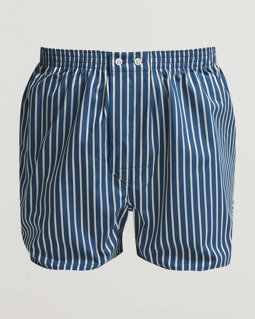 Derek Rose Classic Fit Striped Woven Cotton Boxer Shorts Blue/White – Multi-colour