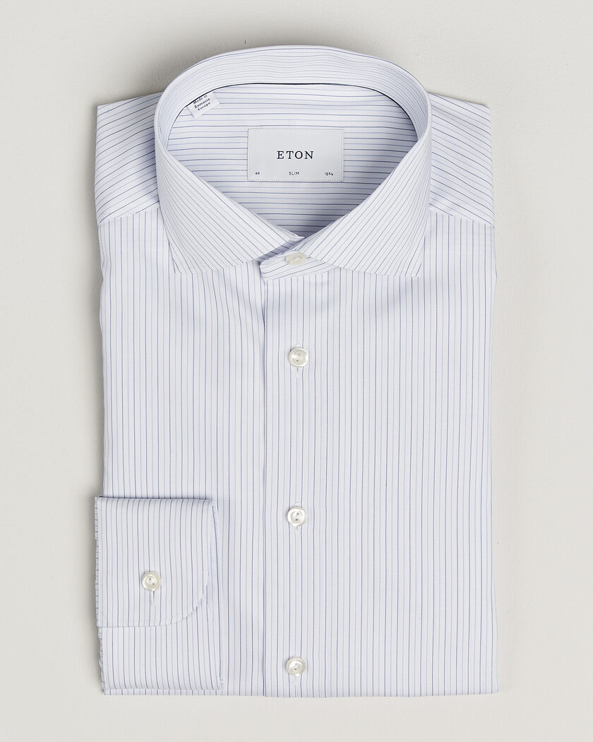 Eton Slim Fit Fine Twill Striped Shirt Light Blue – Blue