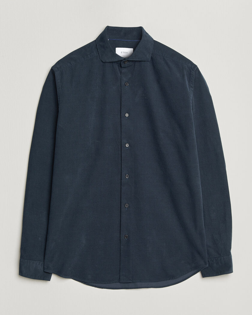 Eton Casual Fit Corduroy Shirt Navy Blue – Blue