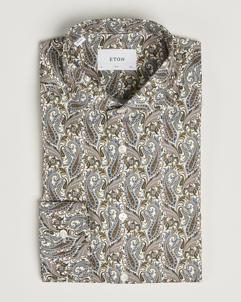 Eton Slim Fit Signature Twill Printed Shirt Green Multi – Multi-colour