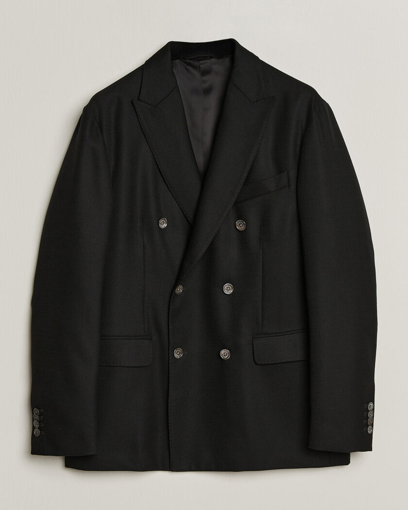 Eton Double Breasted Hopsack Soft jacket Black – Black