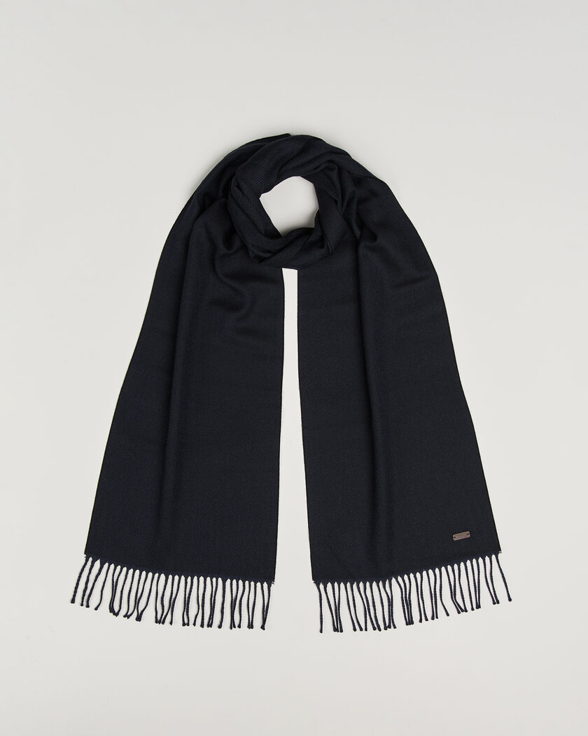 Eton Twill Merino Wool Scarf Navy Blue – Blue