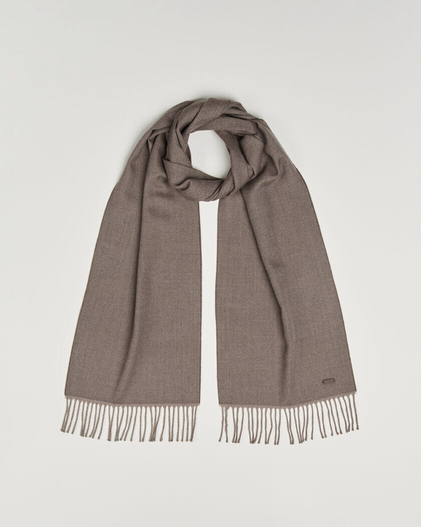 Eton Twill Merino Wool Scarf Brown – Brown