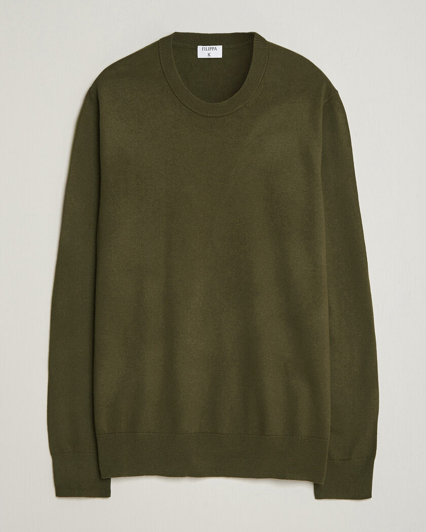 Filippa K Cotton Merino Knitted Sweater Dark Moss Green – Green