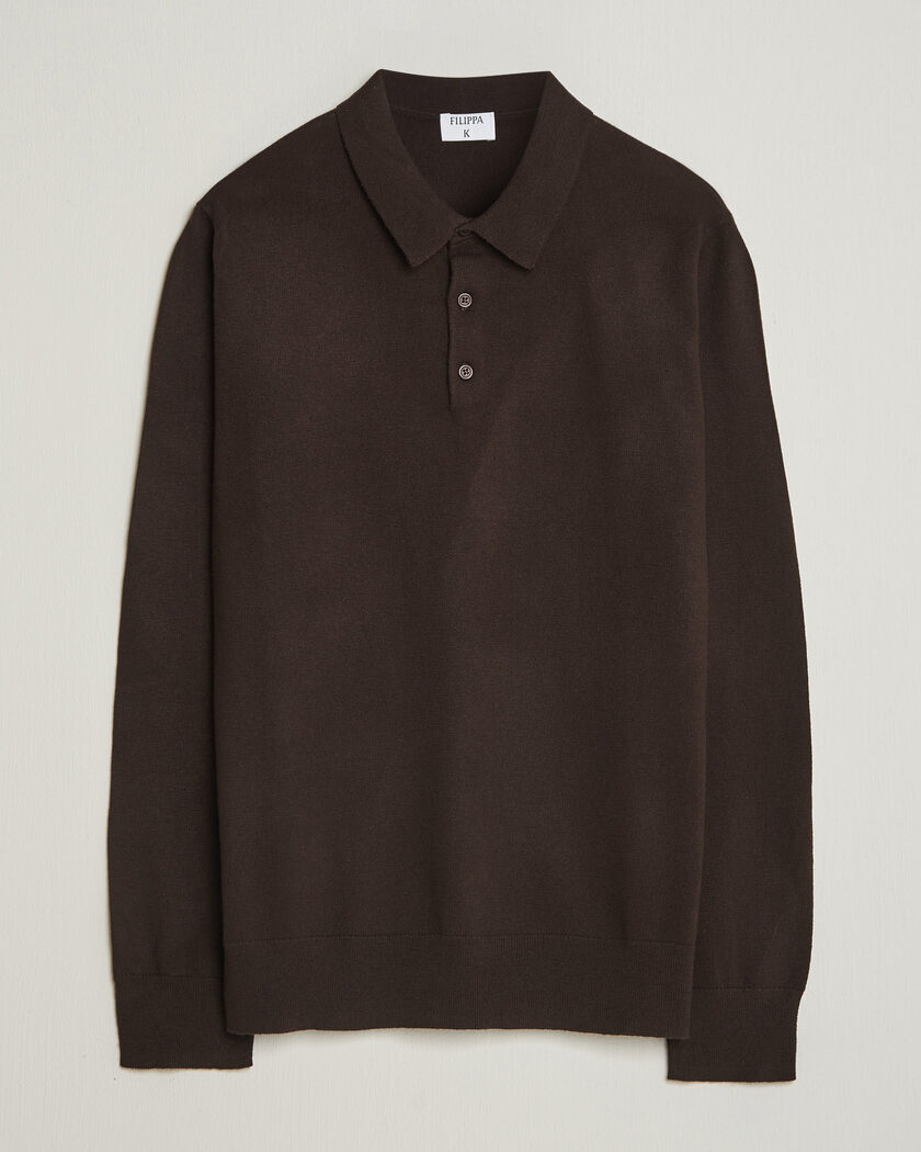 Filippa K Knitted Polo Shirt Dark Chocolate – Brown