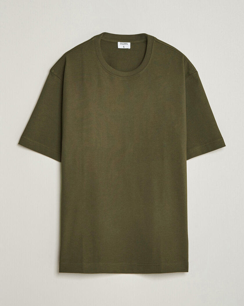 Filippa K Heavy Cotton Crew Neck T-Shirt Dark Moss Green – Green