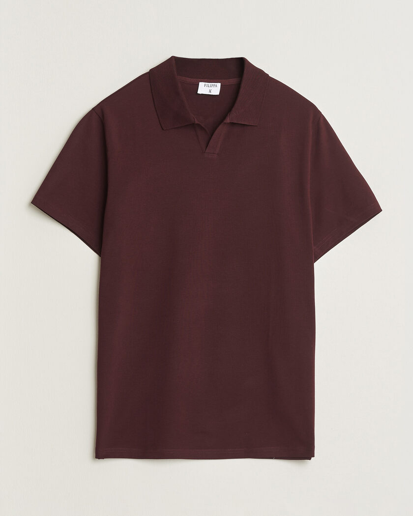 Filippa K Soft Lycra Polo T-Shirt Dark Burgundy – Red