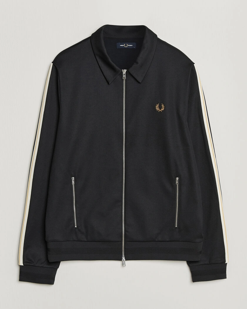 Fred Perry Tipped Taped Track Jacket Black – Black