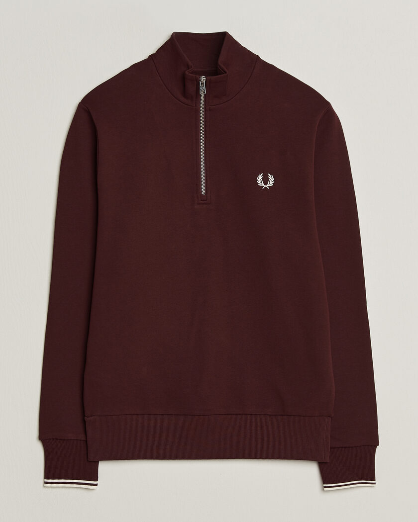Fred Perry Half Zip Sweatshirt Oxblood – Red