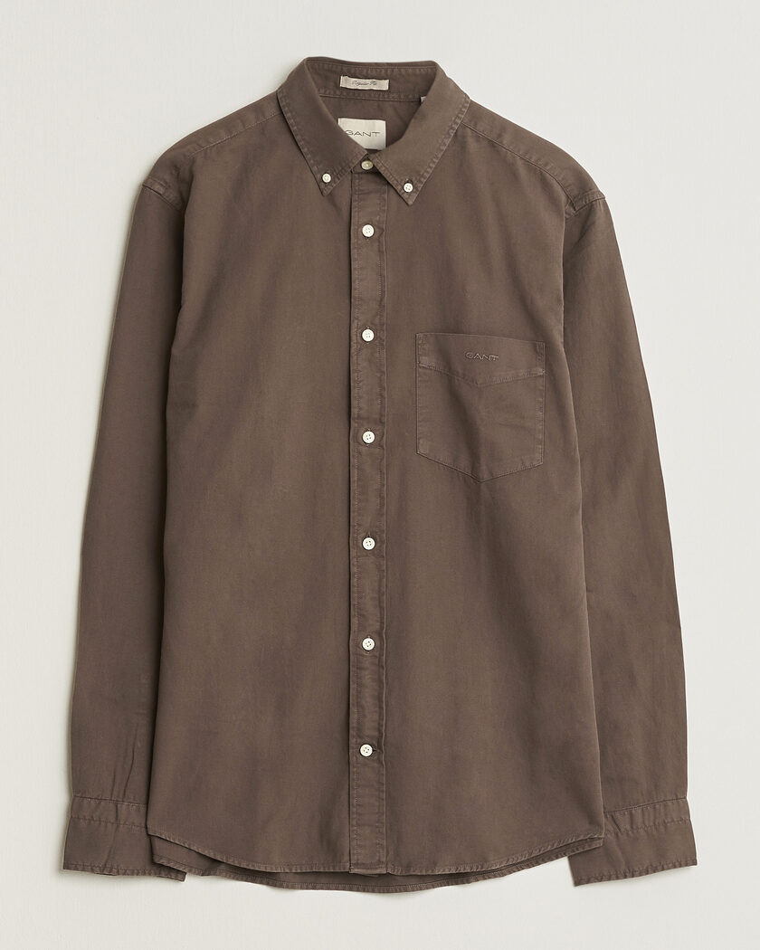 Gant Regular Fit Garment Dyed Twill Shirt Shadow Brown – Brown