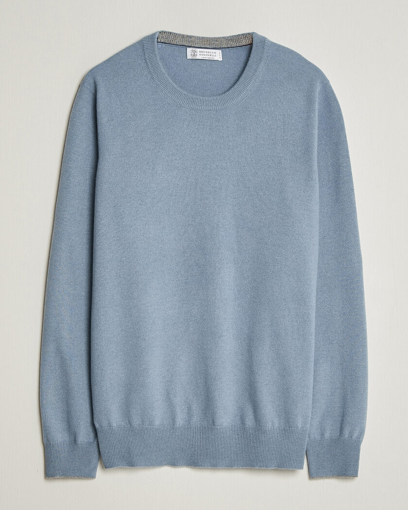 Brunello Cucinelli 2 Ply Cashmere Pullover Denim Blue – Blue
