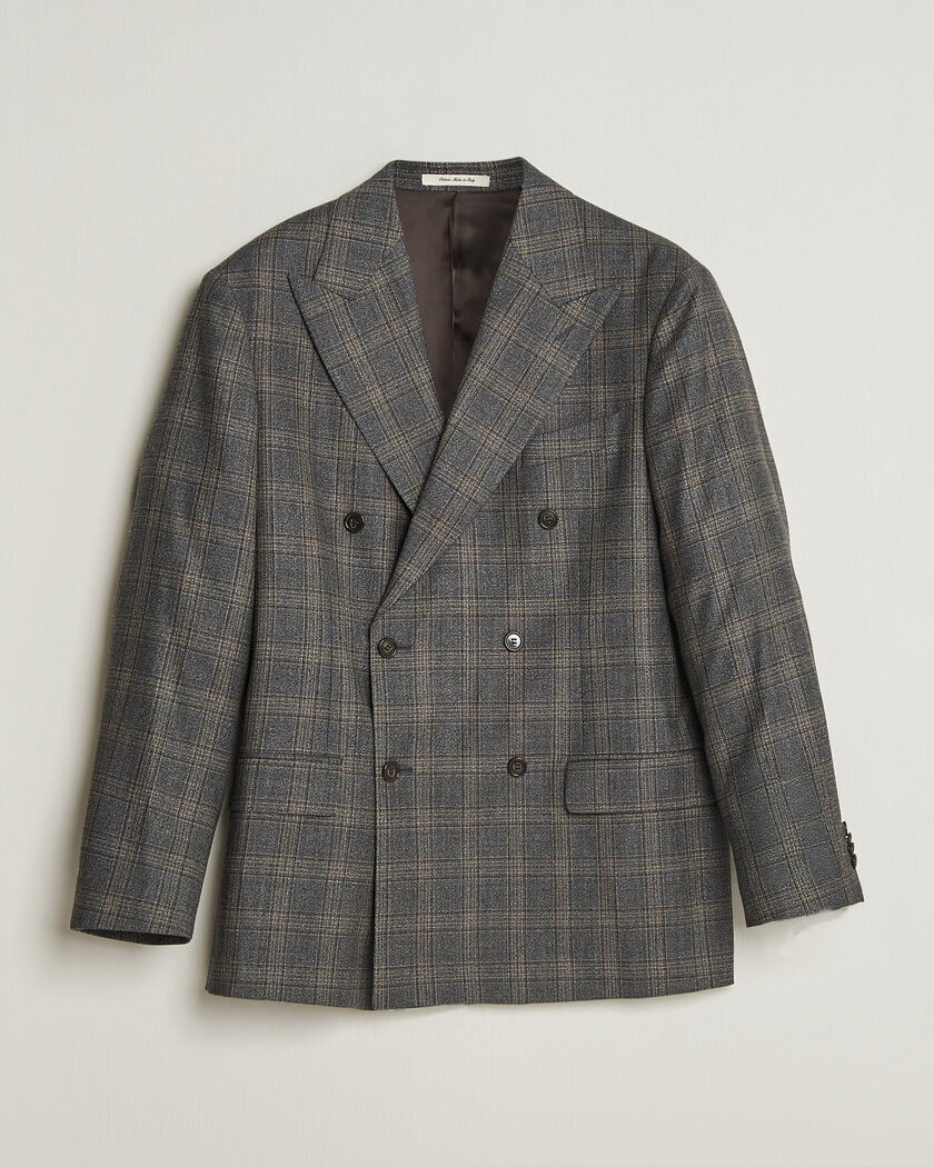 Gant Wool Glencheck Double Breasted Blazer Ceramic Grey – Grey