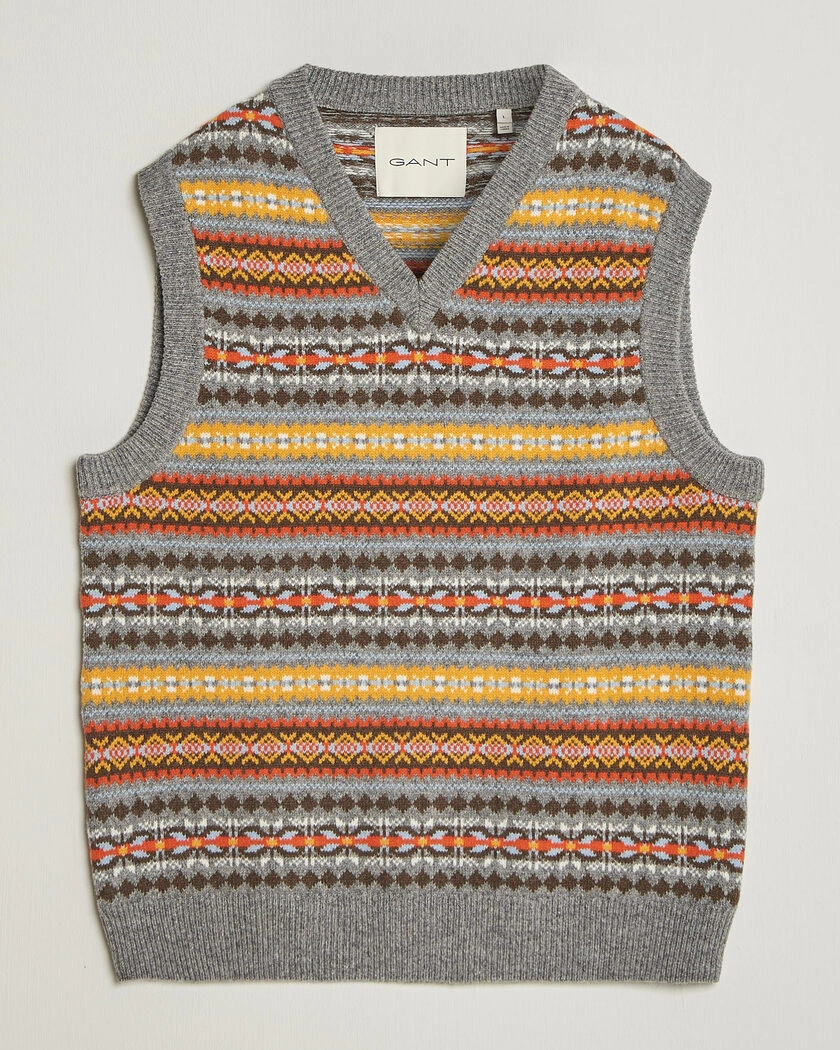 Gant Wool Knitted Fairisle Vest Multi – Multi-colour