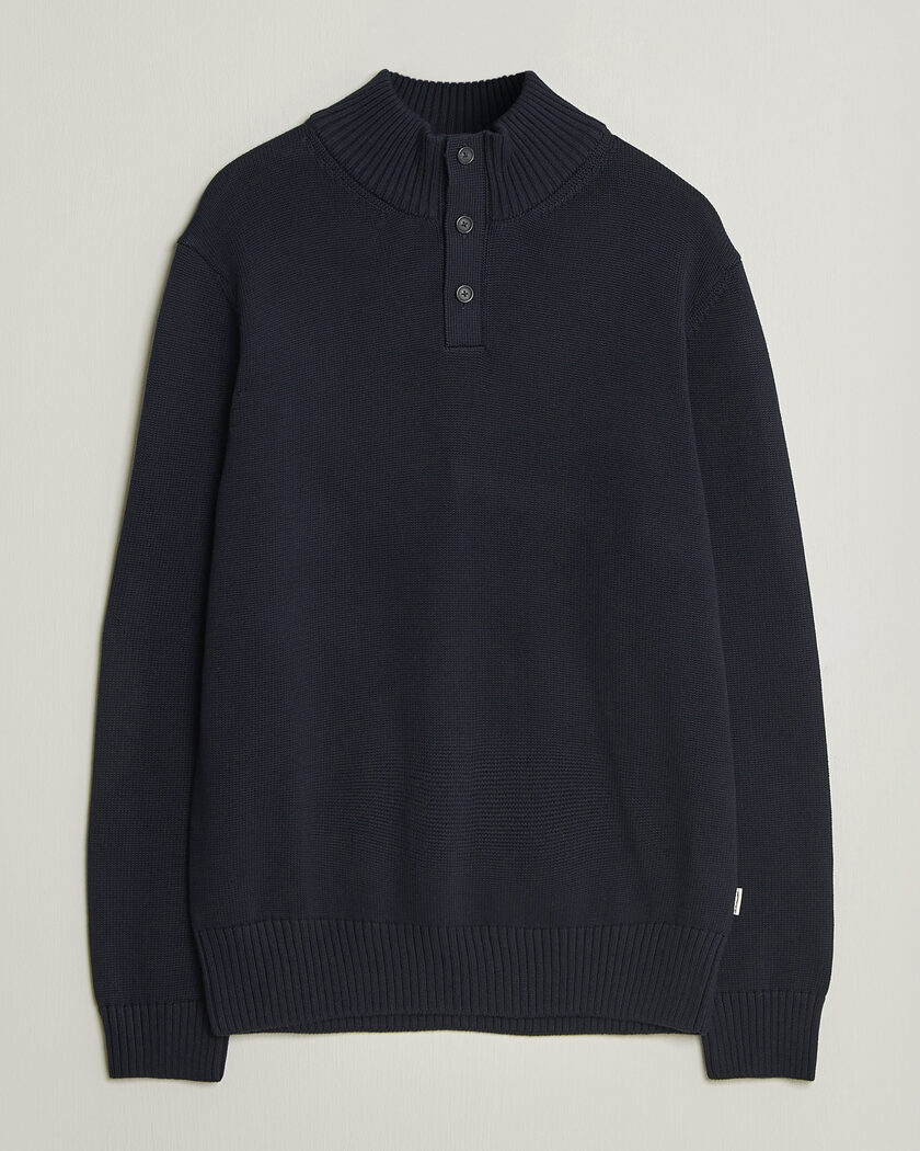 Gant Supima Cotton Half Buttoned Neck Evening Blue – Blue