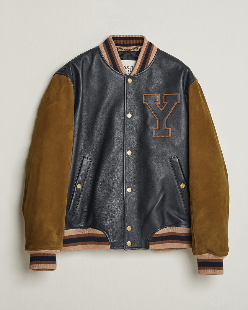 Gant YALE Suede/Leather Varsity Jacket Navy – Blue