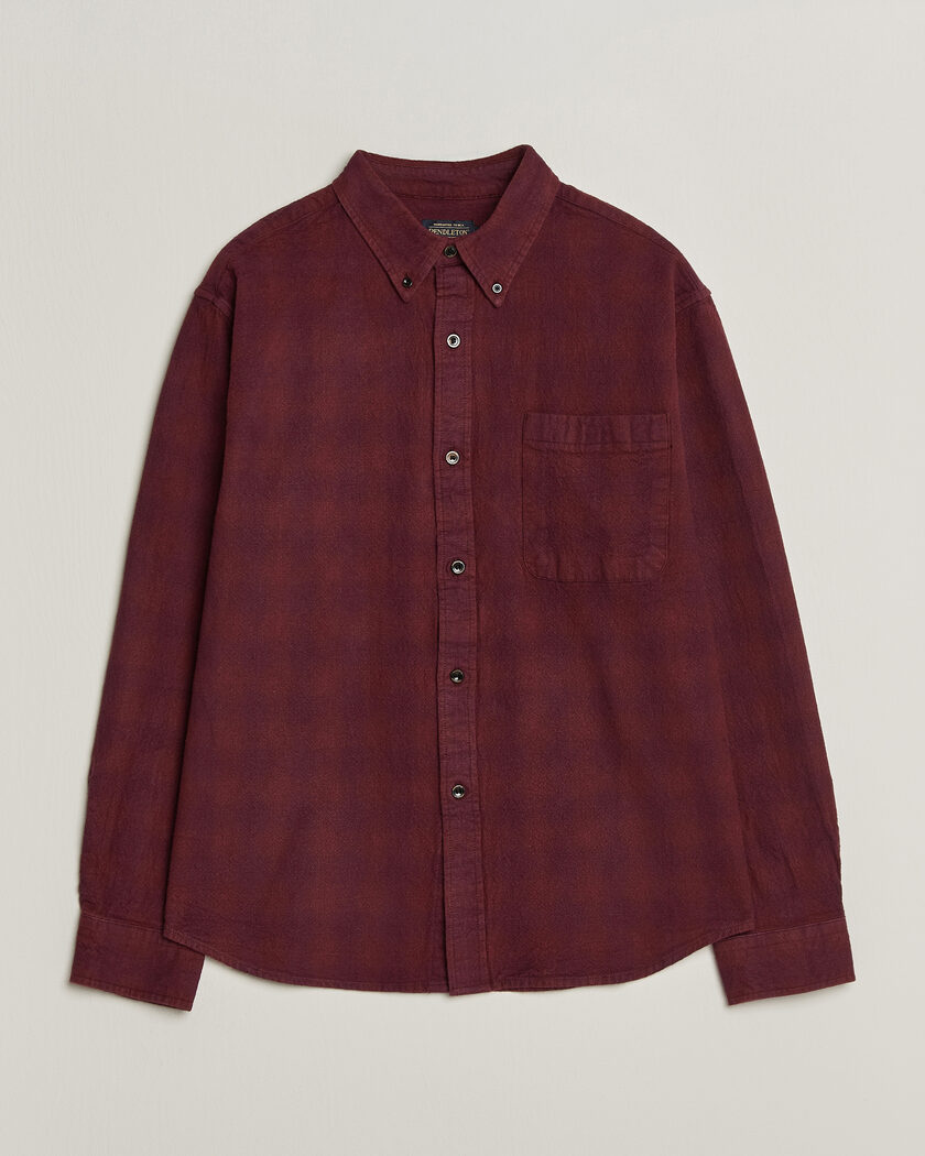 Pendleton Flannel Button Down Shirt Maroon Plaid – Red